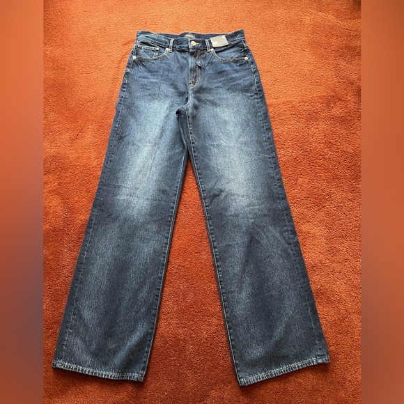 NWT Express Size 6 Dark Wash Wide Leg High Rise Jeans 💙💙💙 - Picture 2 of 7